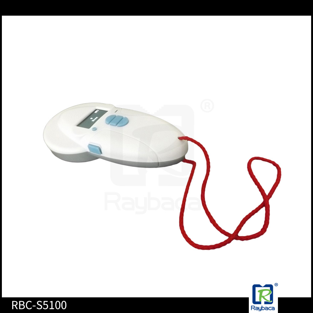 Handheld White Small Round RFID Microchip Scanner Low Frequency For Animal Tag