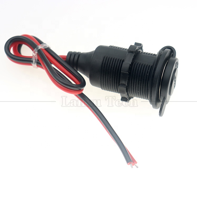 Waterproof 12V 24V 16AWG DC Car Cigarette Lighter Female Socket Plug Power Adapter Extension Cable