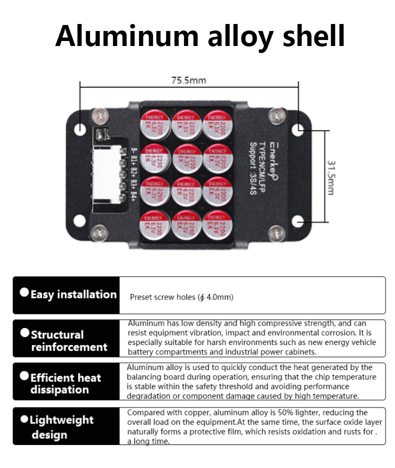 Enerkey 3S-4S 5A Battery Active Equalizer with Aluminum Shell Li-ion/Lto/Lifepo4 Battery Equalization for Electric Car