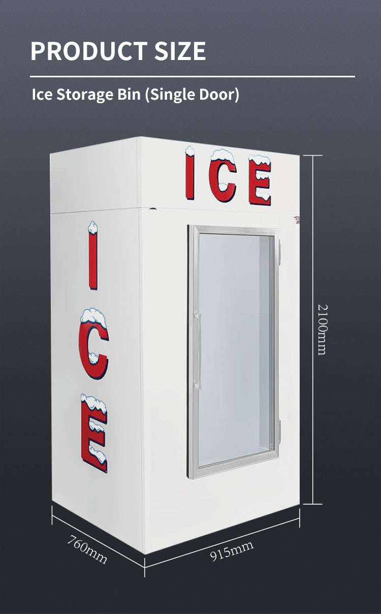R404a Outdoor Ice Merchandiser Display Air Cooling Ice Cream Merchandiser