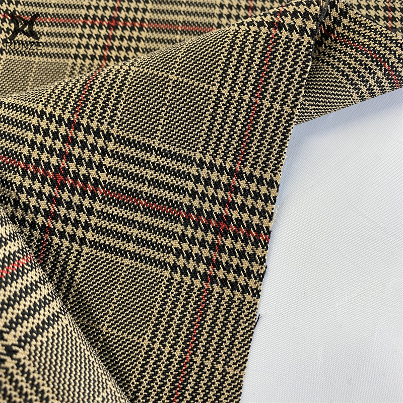 Medium Weight Recycled Polyester Woven RPET Yarn Dyed Check Fabric for Blazers and Formal Suits