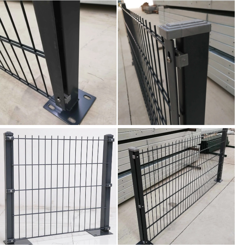 Powder Coated 2D Double Wire Fence Black 868 Mesh Fence Panel