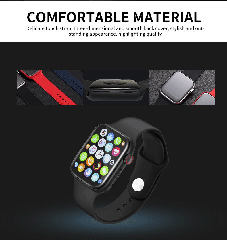 W6 Square Shape Smartwatch 1.69 IPS Touch Screen Fitness Tracker Wristband