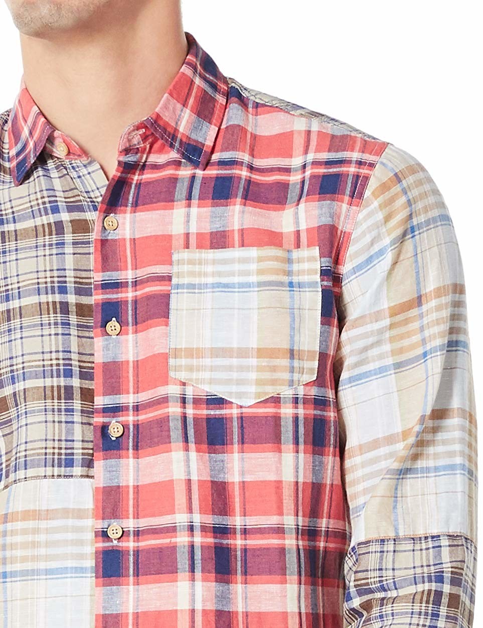 Mix Plaid checked Mens Casual Linen Shirts XS~XXXL With 48% Cotton