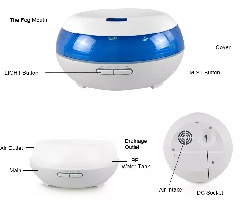5 In 1 300ml Ultrasonic Aromatherapy Essential Oil Diffuser