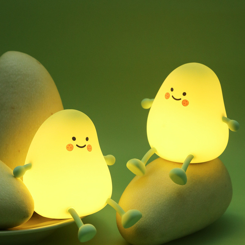 Cute Night Light For Kids Mango Sleep Lamp Warm Light Bedroom Decor Kids Night Light Silicone Baby Nursery Night Light