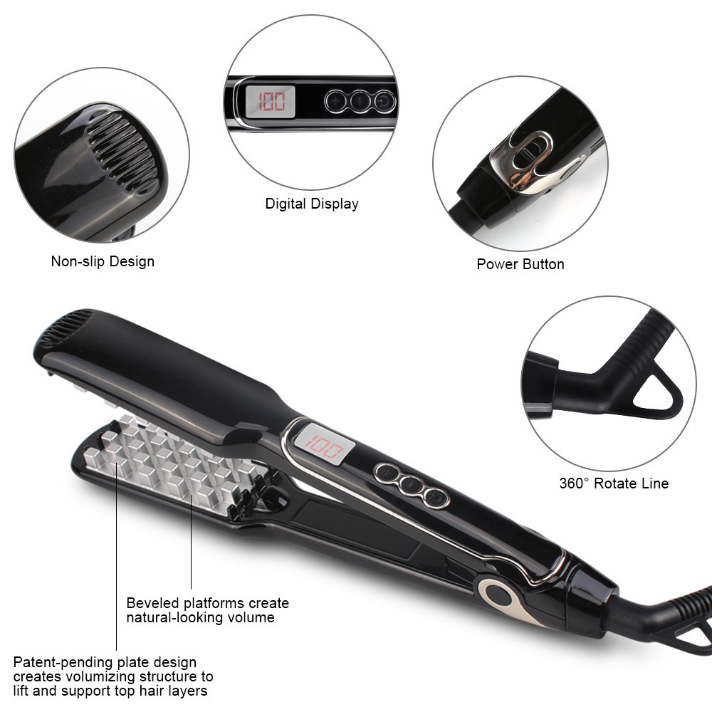 Auto Off 50W Titanium Flat Iron Hair Straightener Brush