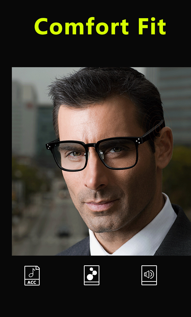 PC Arms AI Glasses Translator , Anti Blue Light Smart Glasses Waterproof For Man And Woman