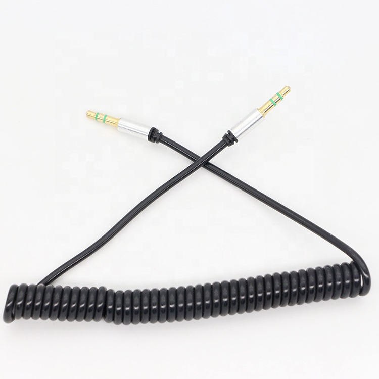 CUSTOM 1M 2M 3M Coil Spiral Spring Male to Male 3.5mm Jack Stereo Aux Audio Cable