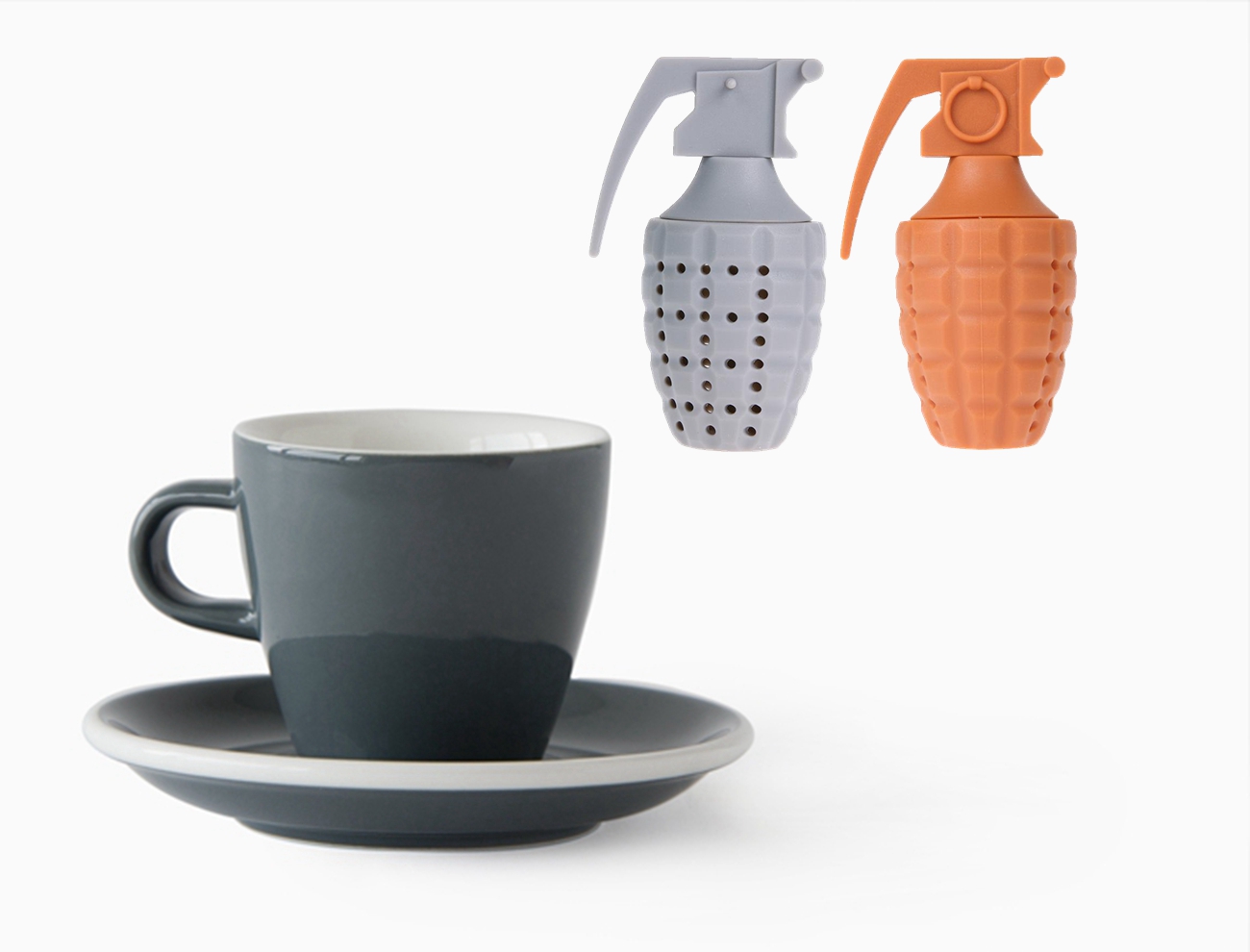 Funny Unique Customized Colour Cool Hand Grenades Shape Silicon Silicone Tea Bag Strainer Infuser Tea Ball