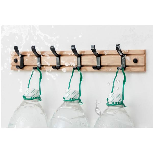Coat Hat Hanger for Wall Organized and Storage with Movable Hooks Bamboo Sundries Rack