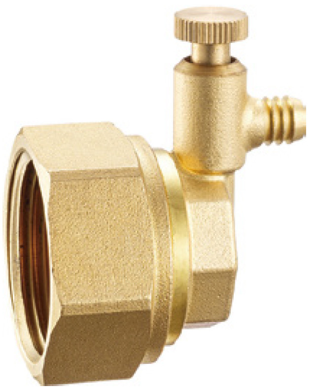 6021 Brass Manifold End Piece Integrated With G1" Flexible Female Nut And Manually Operated Air Exhaust