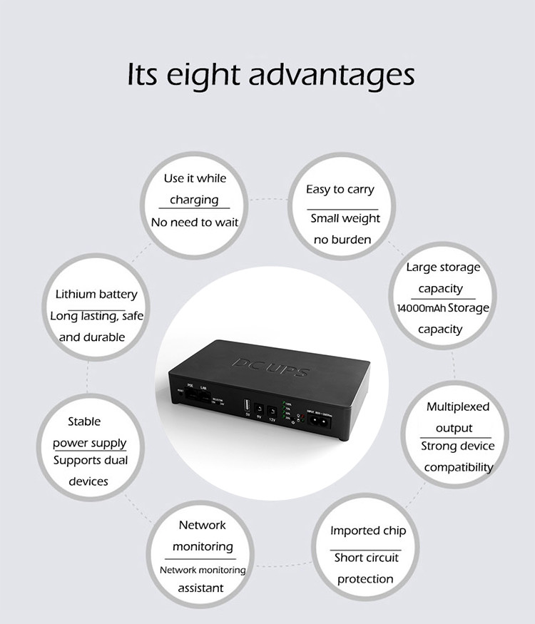 2600mAh*4 Battery Capacity Modem UPS Internet 12V With 52W Output Power