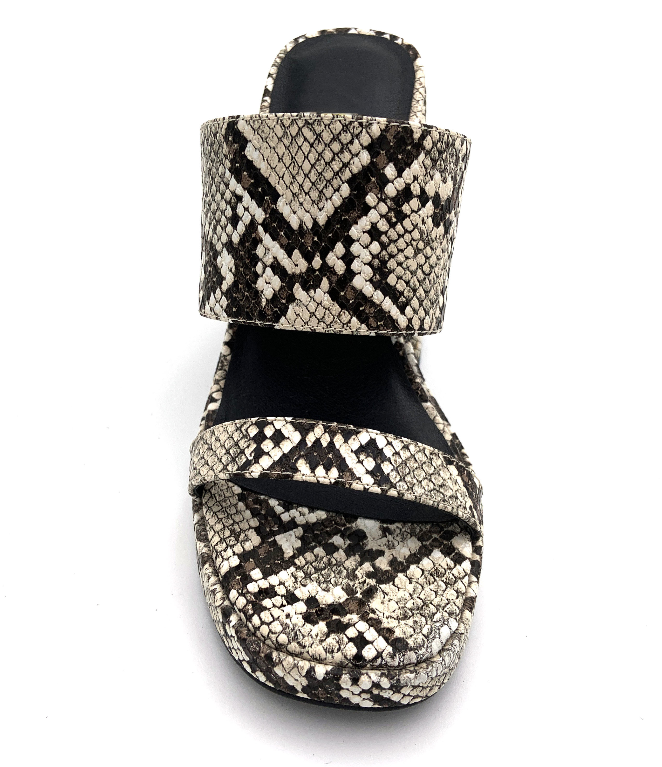 Custom Womens Mule Heels , block Heel Mules With Rubber Sole Leather Upper