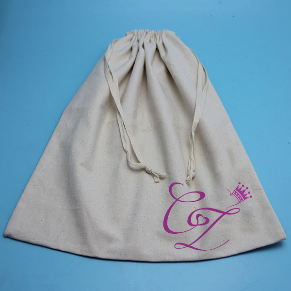 Cotton Packaging Drawstring Bag Portable Dust Pouch For Jewelry / Shoes