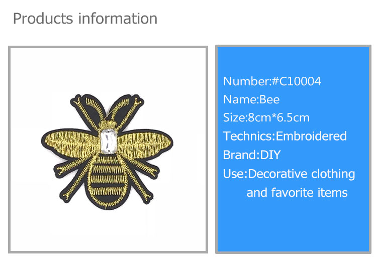 Yellow Bee Sew On Embroidered Patches Size 8 * 6.5CM With Polyester Material