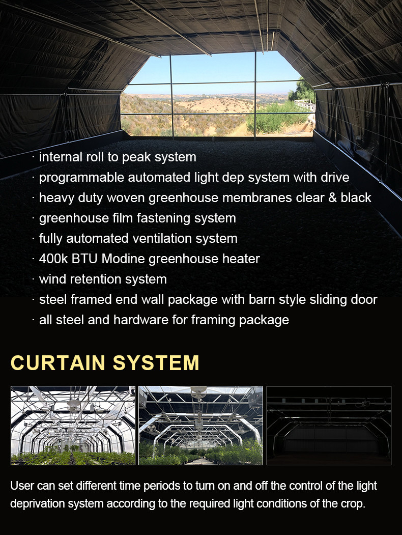 Blackout System Light Deprivation Greenhouse With PC Sheet Covering