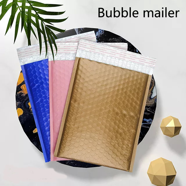 Custom Size Blue Colored Bubble Mailers Padded Aluminum Pouches 0.03-0.12mm