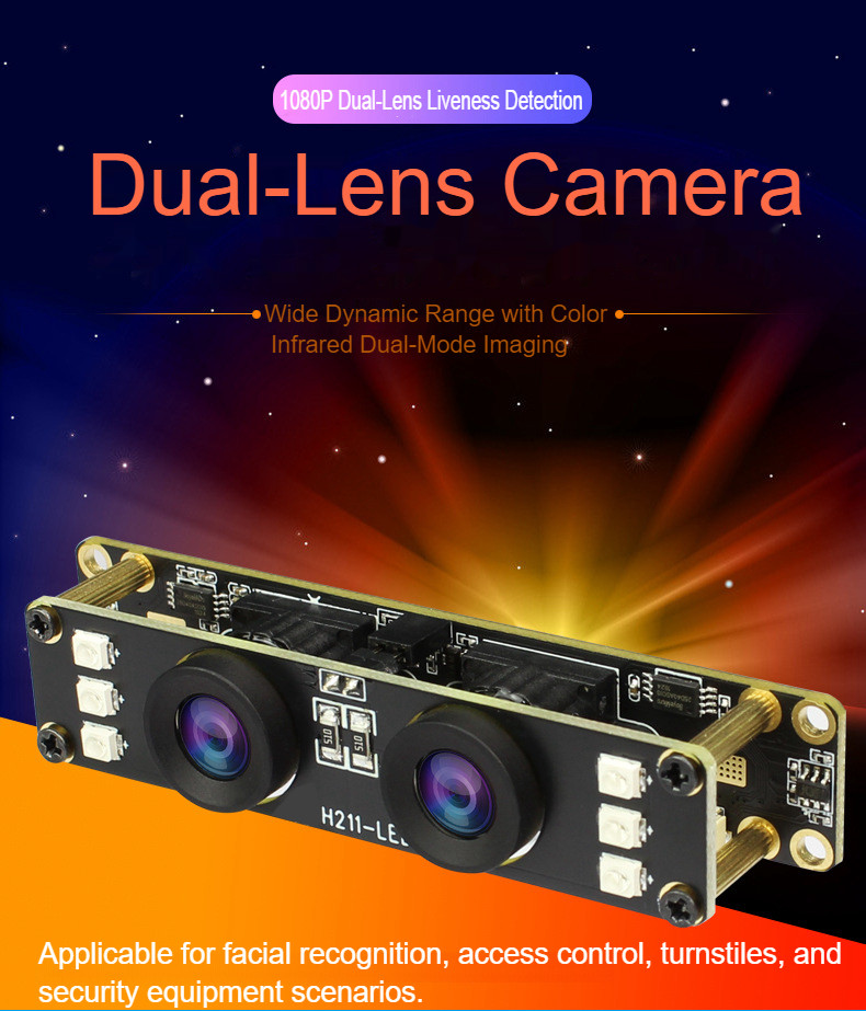 H211 High Definition USB Binocular Camera Module Block 1080p Infrared WDR Video Night Vision Illumination