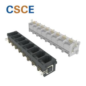 Buy cheap 1 X 8 Port Telephone Connector RJ11 , 90 Degrees RJ11 PCB Connector Rated Voltage 125V product