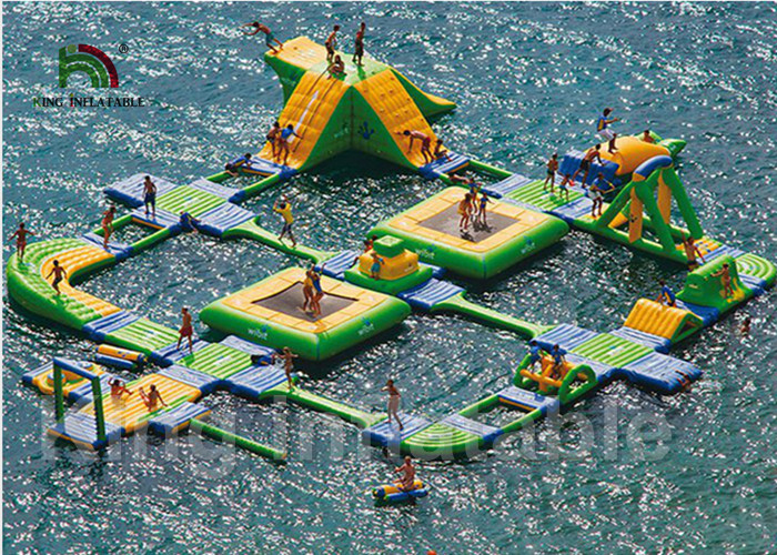 Exciting Style Blue Inflatable Water Parks / Adult Playground Equipment