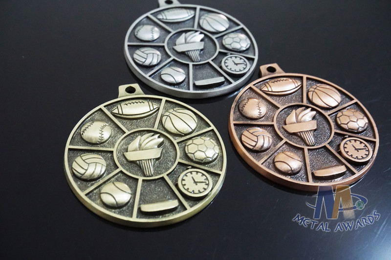 High quality Zinc Alloy / Pewter 3D Die Cast Medals for Sport Meeting, Army, Awards with Antique Copper Plating