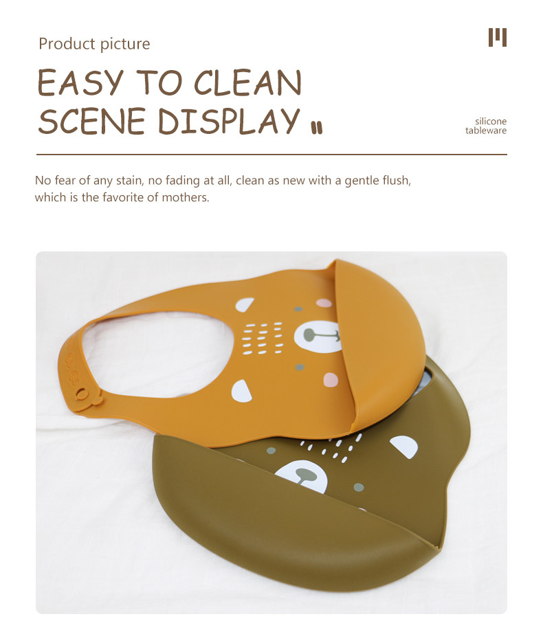 Newborn Baby Cute Silicone Bibs With Crumb Catcher Eco Friendly Material