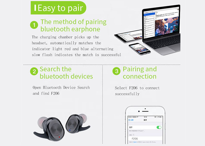 ABS True Best Noise Cancelling Earbuds / IPX7 Waterproof Bluetooth Stereo Earphone