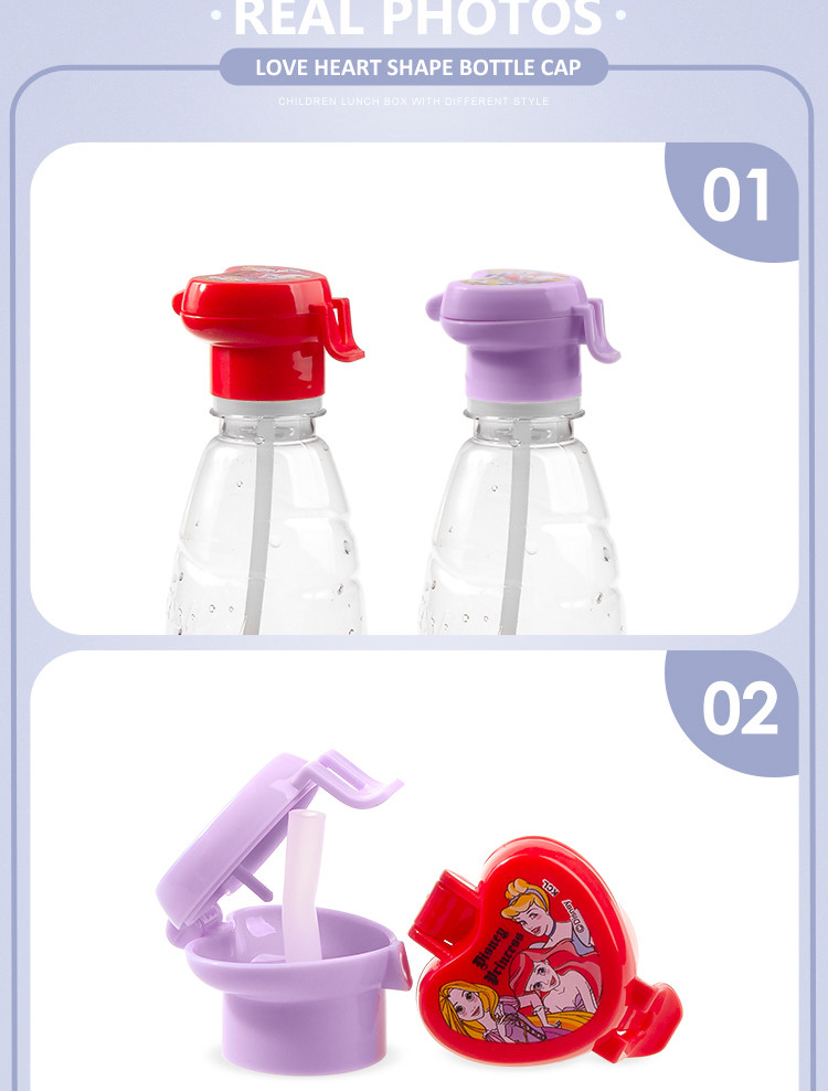 Heart-shaped Cartoon design child resistance cap cute plastic water bottle caps with straw
