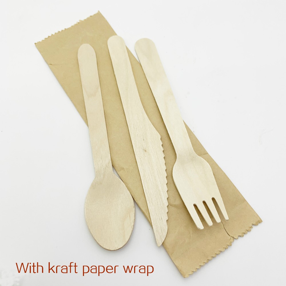 Biodegradable Bamboo Utensil Disposable Bamboo Cutlery Set for Party Camping Grade A 170mm