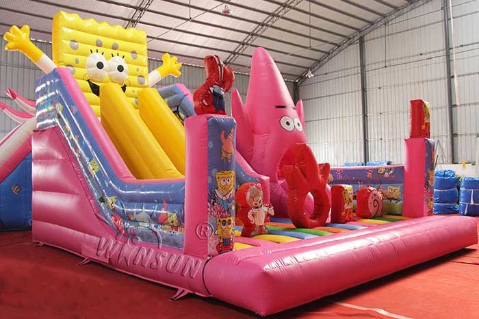 7 X 6m Size Inflatable Bounce House Air Bouncer SpongeBob Theme WSC-275