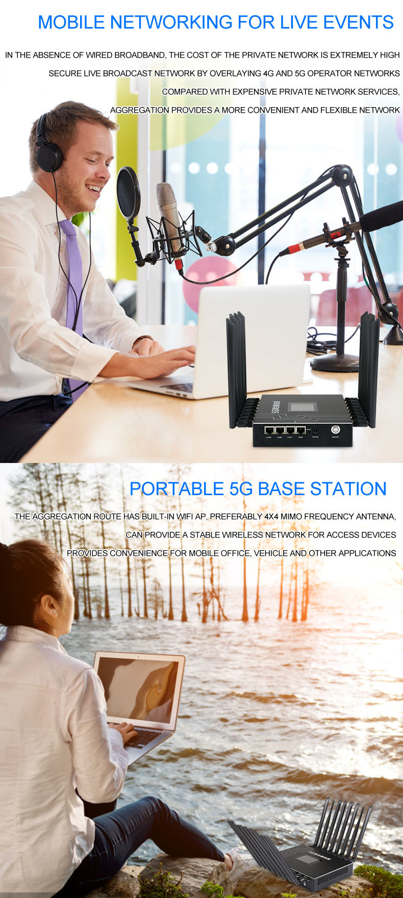 WiFi Aggregation Bandwidth Bonding Router 4 SIM Card Durable