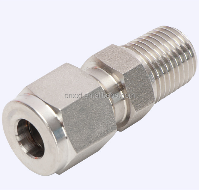 Customized Support OEM Stainless Steel 1/8-4 Inch Male Connectors Twin Ferrule Compression Tube Fittings for Sanitary