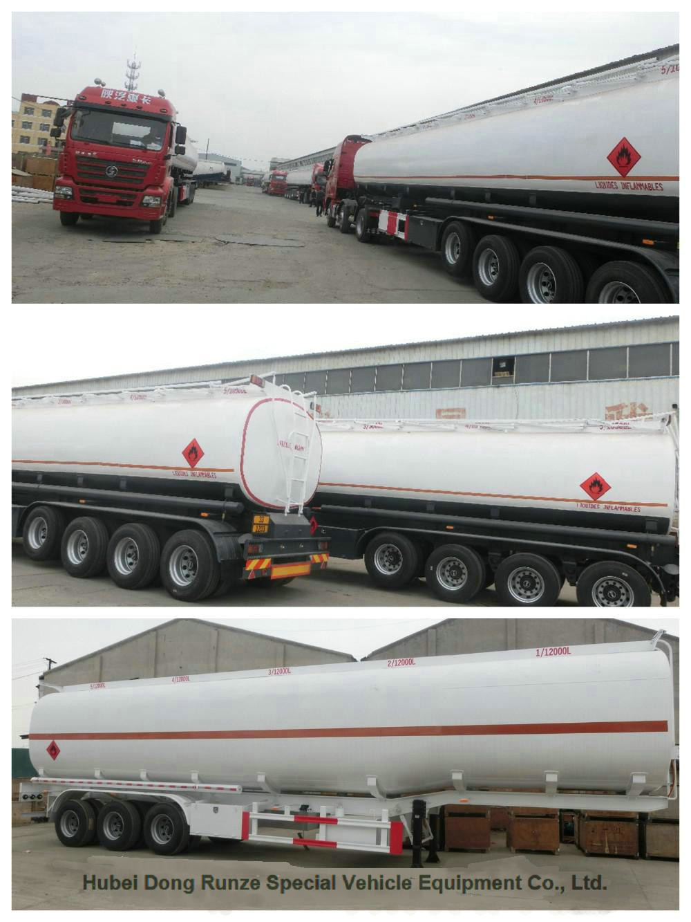 58m3 Stainless Steel Fuel Tanker Semi Trailer 4 Axles For Diesel ,Oil , Gasoline, Kerosene Transport 50Ton
