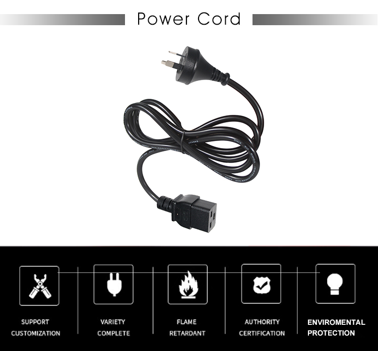 6ft PVC Jacket Australia 3 Pin Plug to IEC 60320 C19 Power Supply Cord for Servers PDU