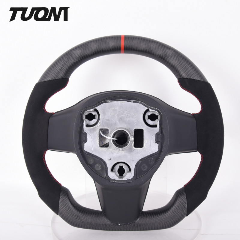2022 ODM Flat Bottom Tesla Carbon Fiber Steering Wheel Customized Leather