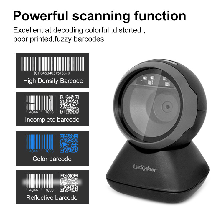 Omni Directional Hands Free QR Scanner USB Wired 1D&2D Bar Code Reader