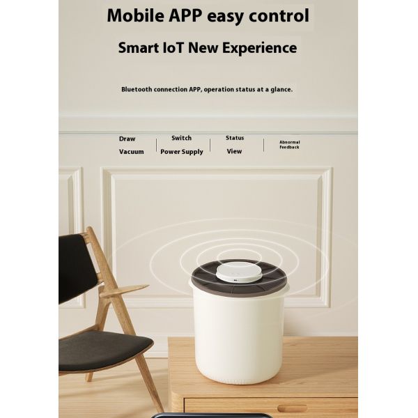 Smart Pet Solid Pattern 13L Eco-Friendly Moisture-Proof Storage Bucket Automatic Cat/Dog Grain Vacuum Bucket Battery Cat