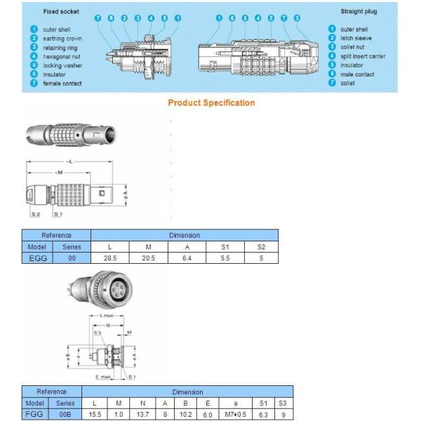 Push Pull Lemo Cable Connector Mini 00B Series 4pin Industrial Circular Connector
