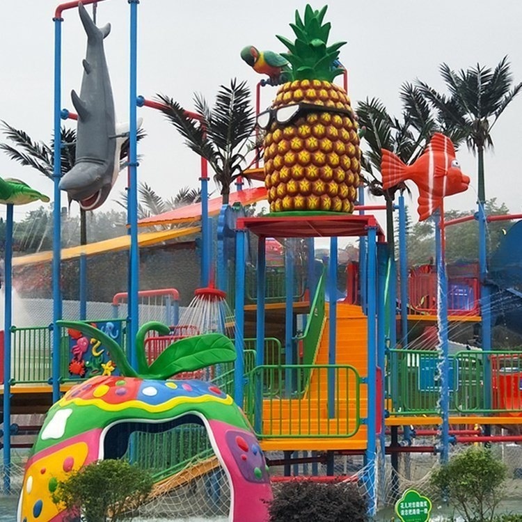 Hot Water Park Middle-Sized Fiberglass Water Playground with Kids Slide