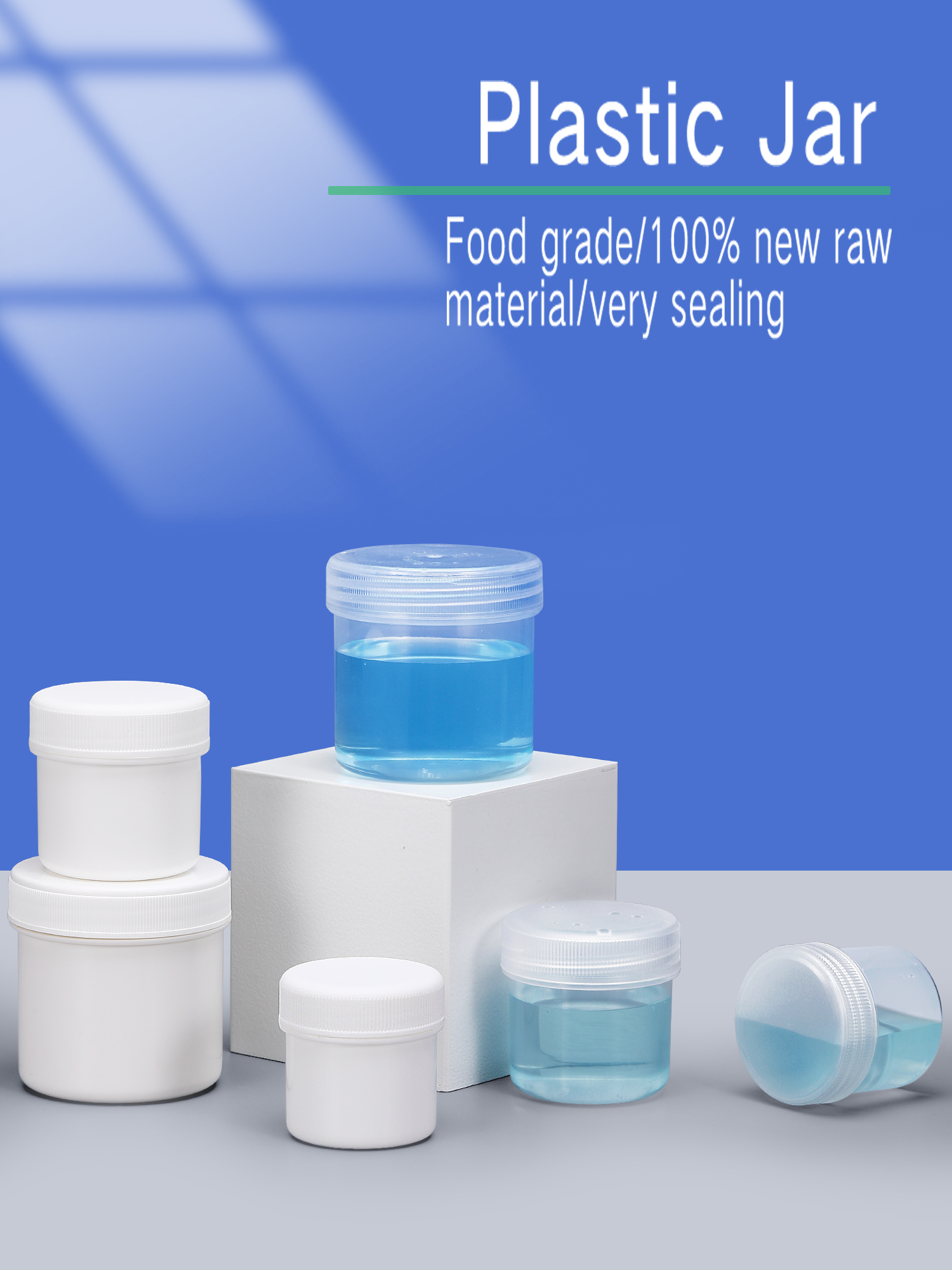 Food Storage PP Plastic Spice Boxes Jars Containers With Lids 8oz
