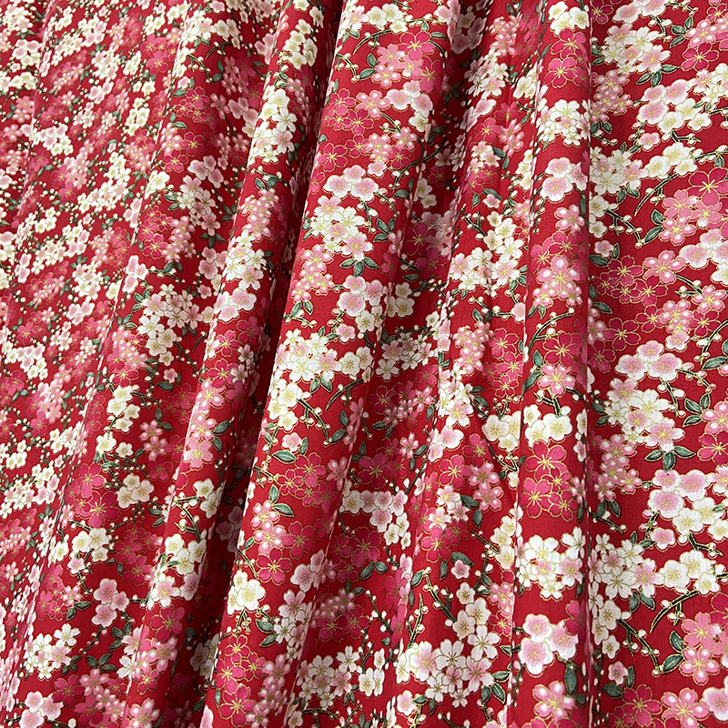 ODM Red Plain Bronzing Printed Cotton Fabric Tablecloth Decorative