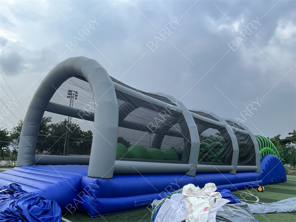 Customized Logo And Color Inflatable 5k Fun Run The Mad House Game With Commercial Air Blower 