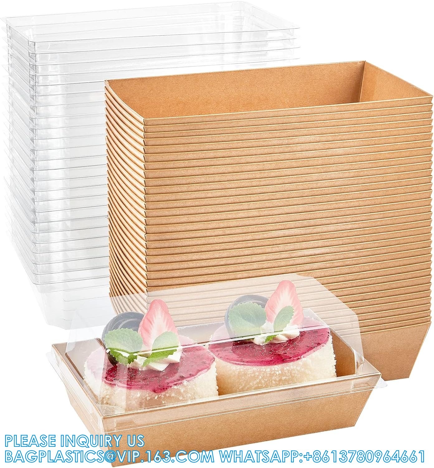 Paper Charcuterie Boxes With Clear Lids, 50 Pack Disposable Sandwich Containers, Small Kraft Bakery Treat Boxes