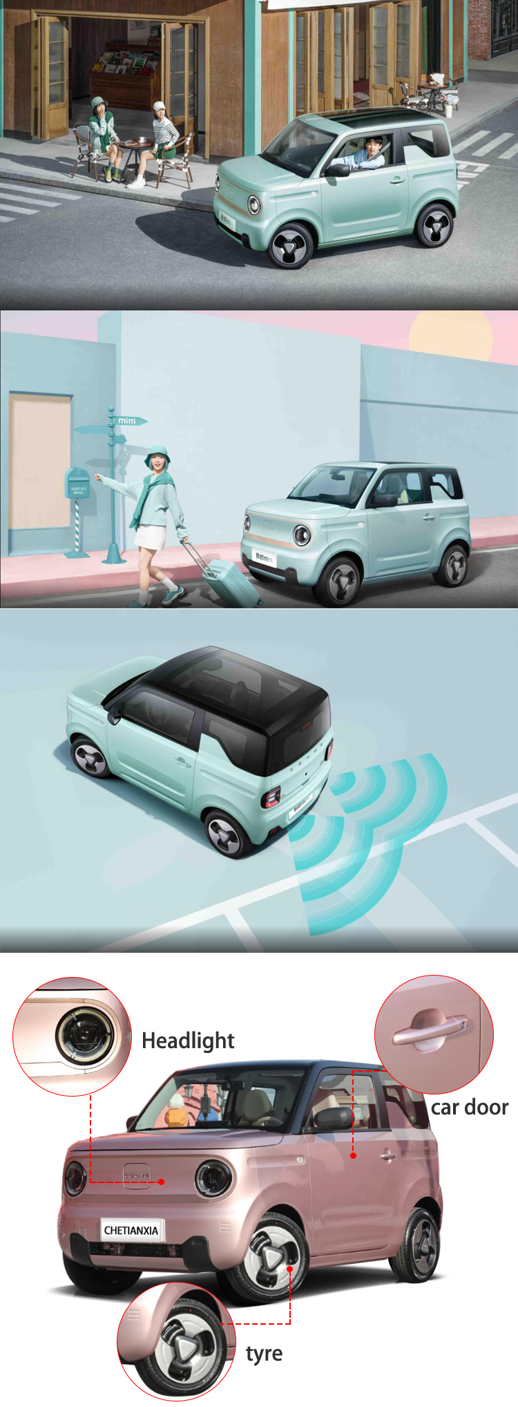 Automotive Used Mini EV Cars Electric Vehicles Geely Panda For Adult