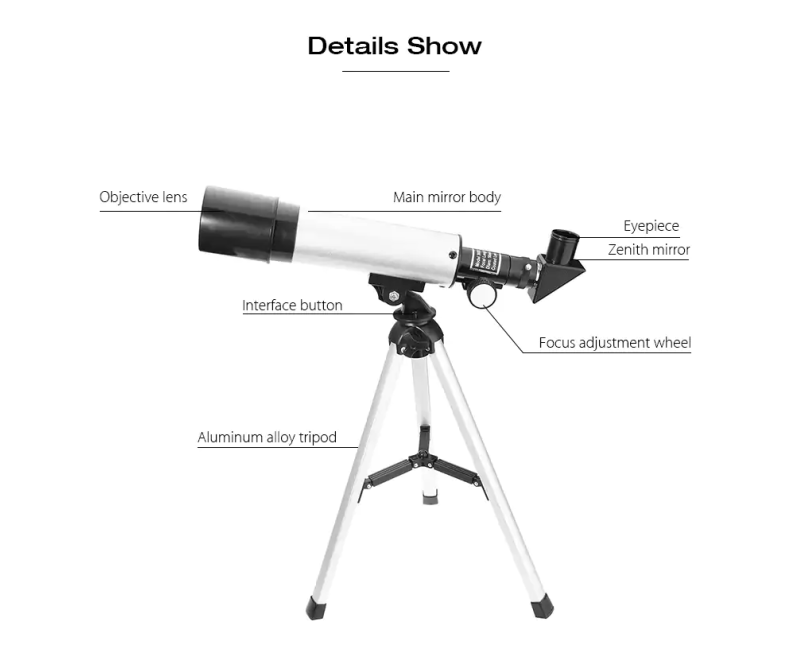Refractor Aluminum Astronomical Telescope , 360 X 50mm Astronomy Monocular