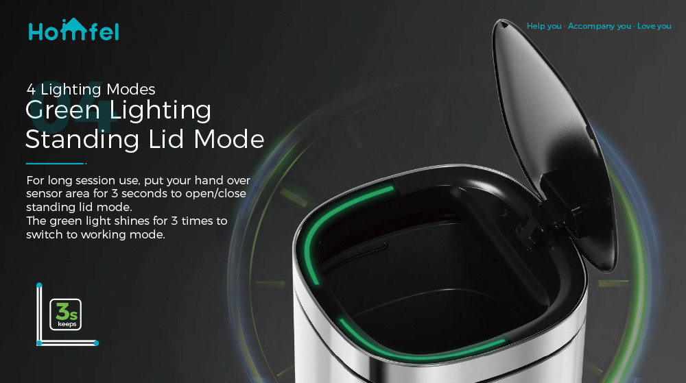 High Capacity Household Motion Sensor Trash Bin Stainless Steel Smart Sensor Bin Automatic Trash Can for Living Room 40L