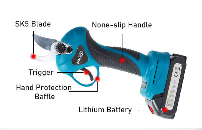 Battery Powered Cordless Electric Pruner Shears 2H Charging Electric Garden Pruners