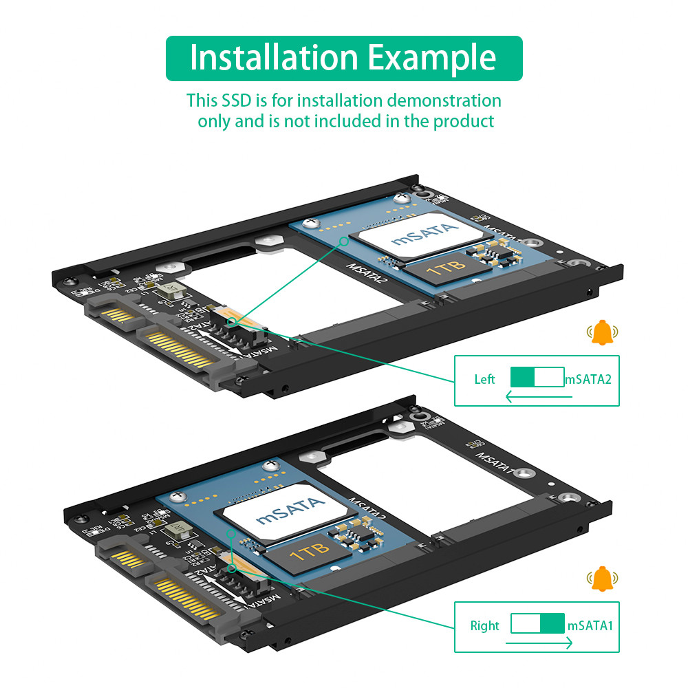 Metal Case Dual mSATA SSD To 2.5" SATA3.0 6Gbps Adapter Card With Enclosure Socket mSATA to SATA Adapter Riser mSATA SSD Adapter