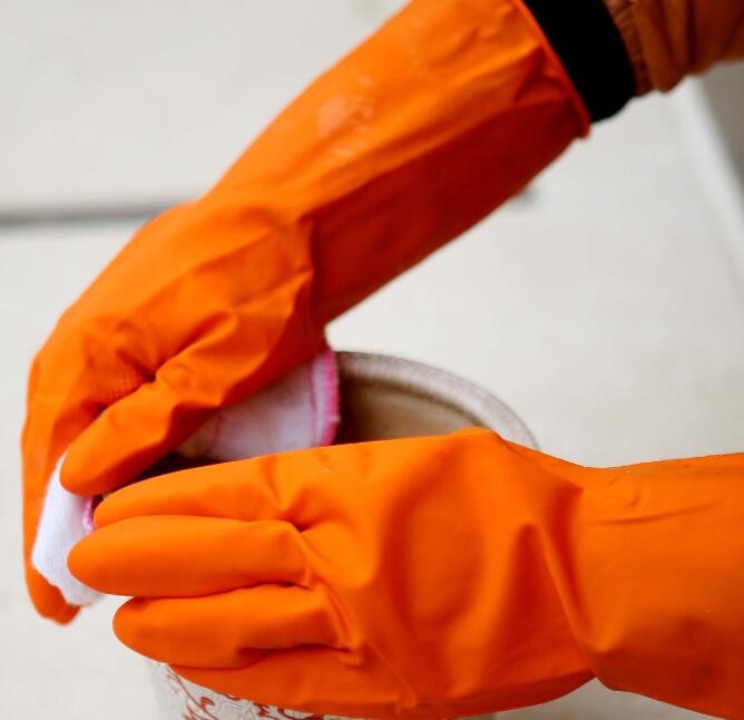 Dip Flocklined Household Reused Latex Kitchen Gloves